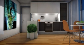 Apartment modern Küche Wohnung Mikrowohnen Wohnungstür