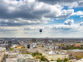 Berlin Architektur Heißluft-Ballon Stadtansicht Wohnhäuser