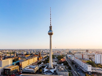 Berlin Horizont Weite Wohnblöcke Alex