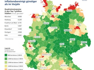 Infografik Postbank Wohnatlas 2023 Miete Kauf Regionen