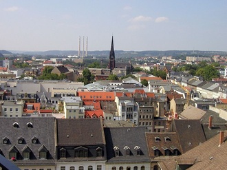 Blick vom Rathausturm über Gera