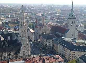 Blick von oben auf München Innenstadt