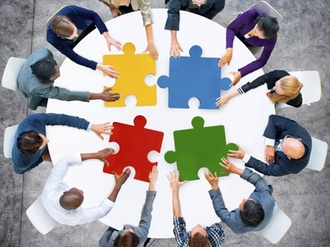 Business People Jigsaw Puzzle Collaboration Team Concept