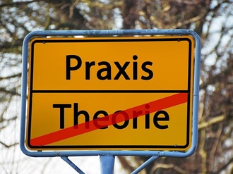 Coronavirus Straßenschild Theorie durchgestrichen Praxis