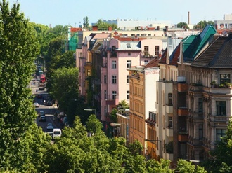 Dächer Häuser Stadt Bäume Mehrfamilienhäuser