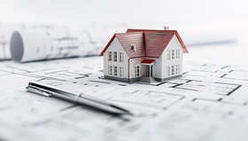 Einfamilienhaus Modell Bauplan Stift