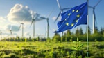 EU Green Deal Windräder Wolken EU-Flagge