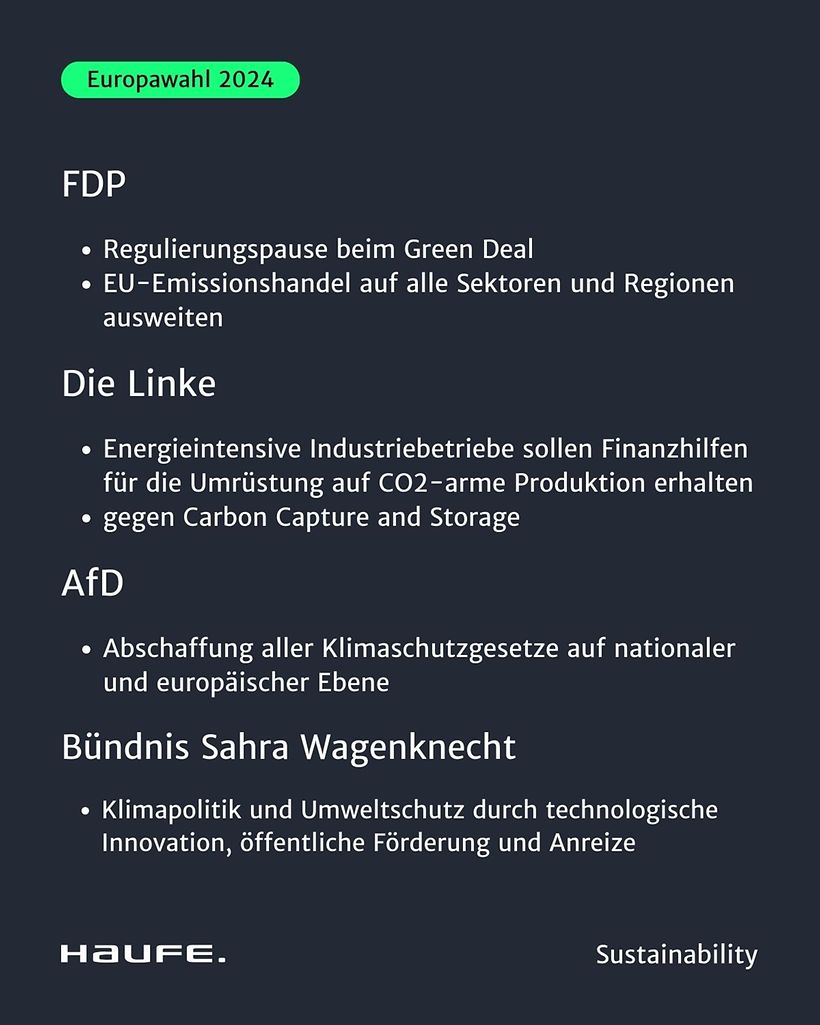 Europawahl: Nachhaltigkeit in Parteiprogrammen 2