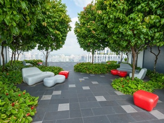 Greenbuilding Ökologie Pflanzen Dachterrasse Hochhaus