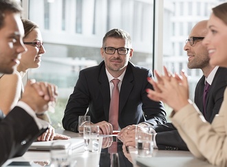 12 Sep 2013, Warsaw, Poland --- Poland, Warzawa, meeting of five businessmen at conference room ---