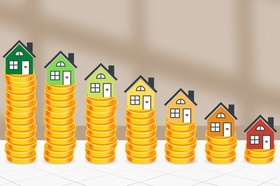 Häuser Einfamilienhaus Illustration Energieeffizienz Geld grün