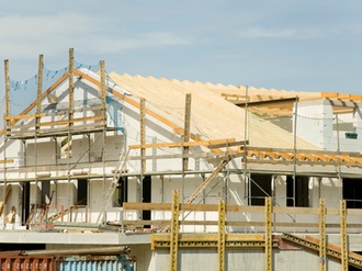 House under construction, St. Pauli, Germany