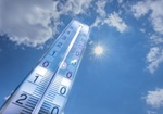 Klima Thermometer Sonne blauer Himmel 