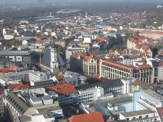 Leipzig Innenstadt von oben