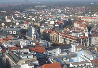 Leipzig Innenstadt von oben