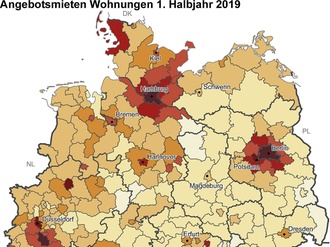 Mieten in Deutschland Q1 2019 Karte