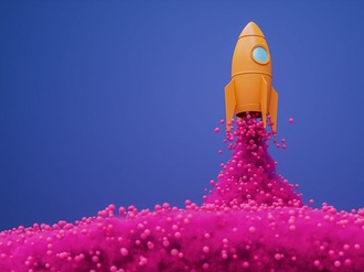 Rakete gelb Lego pink blau Startup Wachstum