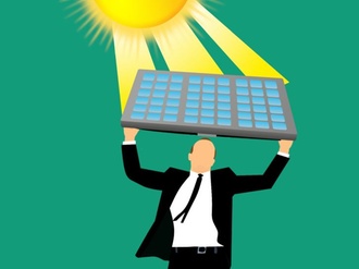 Solar Panel Mann Sonne Illustration