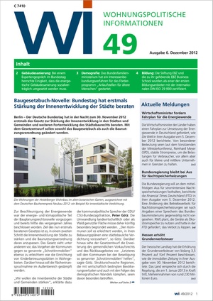Wohnungspolitische Informationen Ausgabe 49/2012 | Wohnungspolitische Information