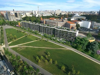 Wohnprojekt Gleis Park Berlin Luftaufnahme