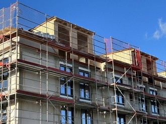 Wohnungsbau Mehrfamilienhaus Neubau Rohbau Gerüst